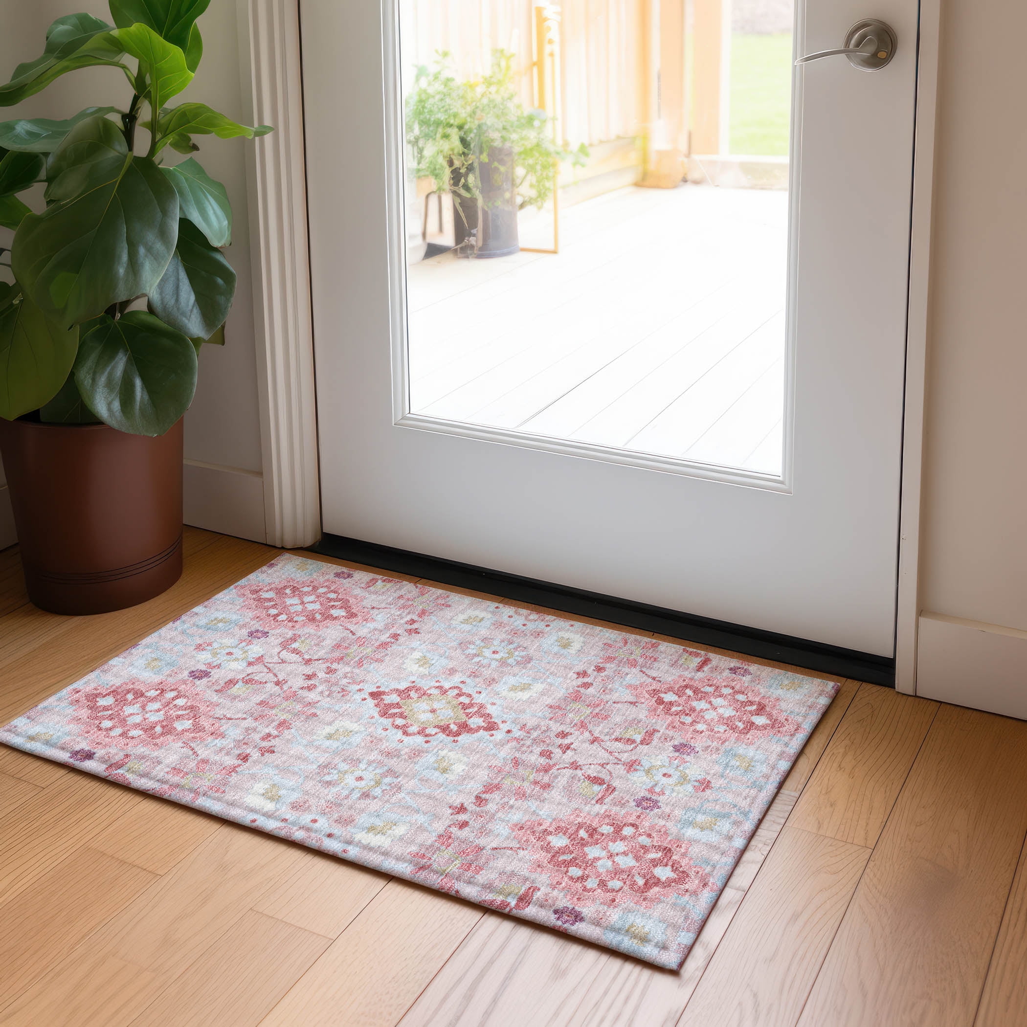 Addison Rugs Chantille Indoor/Outdoor Traditional Vintage Blush Washable Rectangle Rug, 1'8" x 2'6"