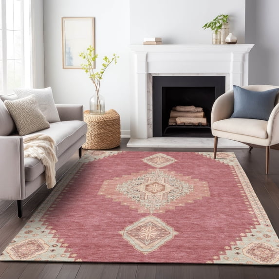 Addison Rugs Chantille Indoor/Outdoor Traditional Vintage Blush Washable Rectangle Rug, 3' x 5'