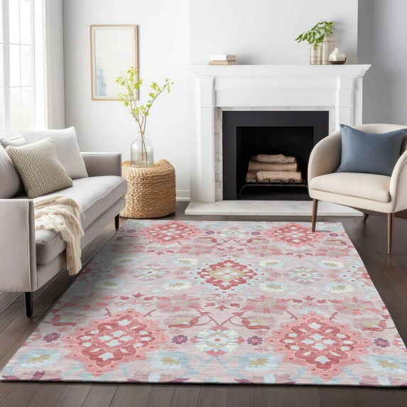Addison Rugs Chantille Indoor/Outdoor Traditional Vintage Blush Washable Rectangle Rug, 5' x 7'6"