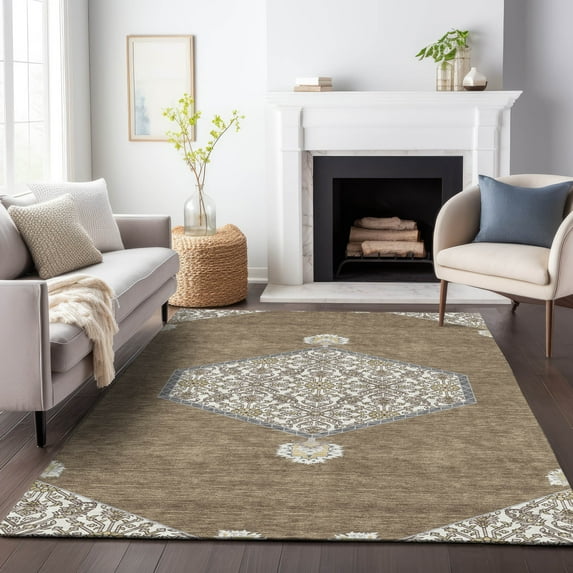 Addison Rugs Chantille Indoor/Outdoor Traditional Vintage Brown Washable Rectangle Rug, 8' x 10'