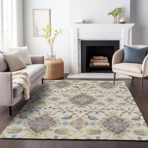 Addison Rugs Chantille Indoor/Outdoor Traditional Vintage Ivory Washable Rectangle Rug, 10' x 14'