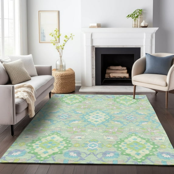 Addison Rugs Chantille Indoor/Outdoor Traditional Vintage Mint Washable Rectangle Rug, 8' x 10'
