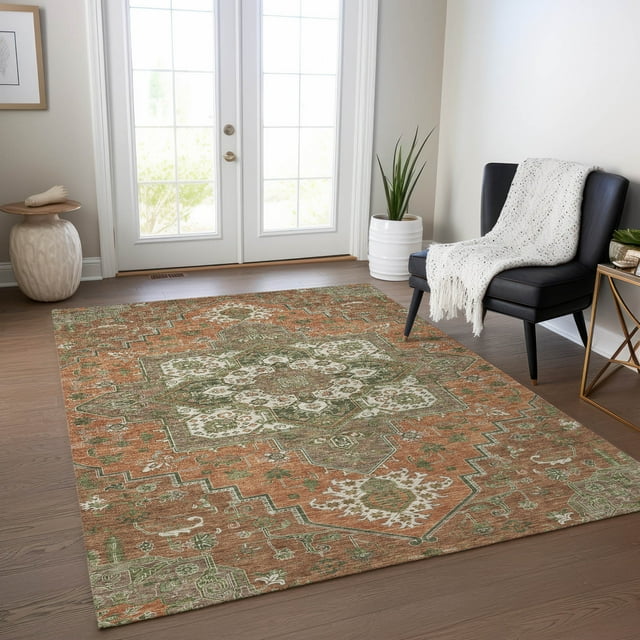 Addison Rugs Chantille Indoor/Outdoor Traditional Vintage Rust Washable Rectangle Rug, 3' x 5'