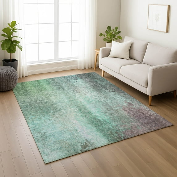Addison Rugs Chantille Indoor/Outdoor Transitional Abstract Aqua Machine Washable Rectangle Rug, 8' x 10'
