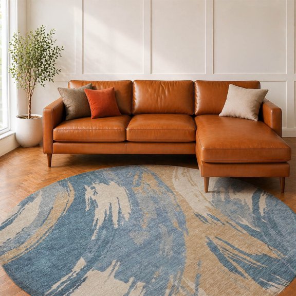 Addison Rugs Chantille Indoor/Outdoor Transitional Abstract Baltic Machine Washable Round Rug, 8' x 8'