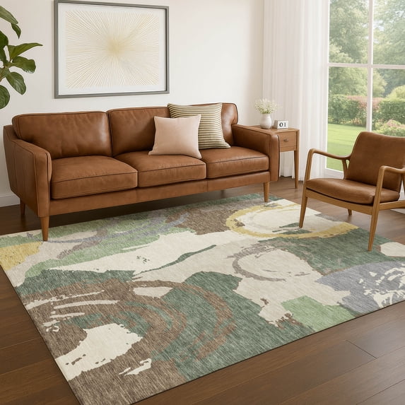 Addison Rugs Chantille Indoor/Outdoor Transitional Abstract Basil Machine Washable Rectangle Rug, 10' x 14'