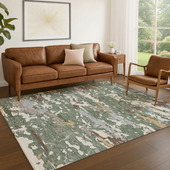 Addison Rugs Chantille Indoor/Outdoor Transitional Abstract Basil Machine Washable Rectangle Rug, 8' x 10'