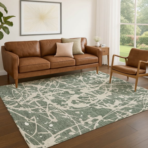 Addison Rugs Chantille Indoor/Outdoor Transitional Abstract Basil Machine Washable Rectangle Rug, 9' x 12'
