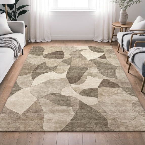 Addison Rugs Chantille Indoor/Outdoor Transitional Abstract Beige Machine Washable Rectangle Rug, 10' x 14'
