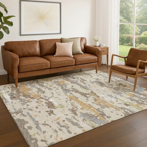 Addison Rugs Chantille Indoor/Outdoor Transitional Abstract Beige Machine Washable Rectangle Rug, 8' x 10'