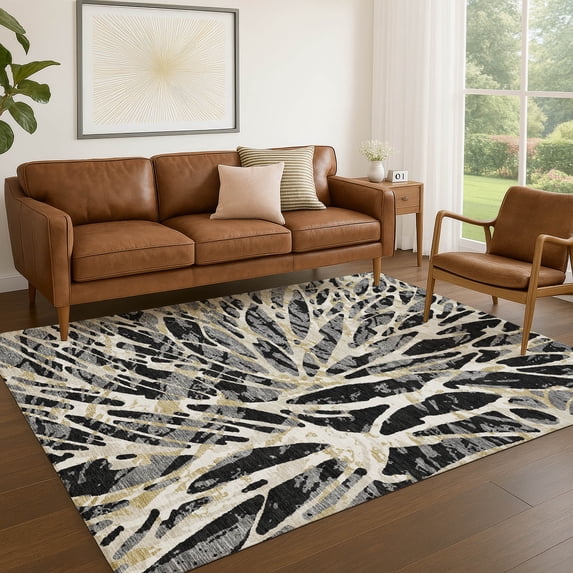 Addison Rugs Chantille Indoor/Outdoor Transitional Abstract Black Machine Washable Rectangle Rug, 10' x 14'