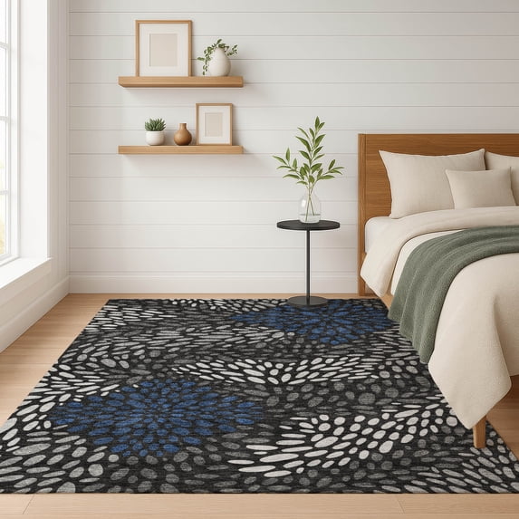 Addison Rugs Chantille Indoor/Outdoor Transitional Abstract Black Machine Washable Rectangle Rug, 3' x 5'