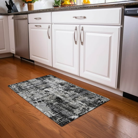Addison Rugs Chantille Indoor/Outdoor Transitional Abstract Black Washable Rectangle Rug, 1'8" x 2'6"