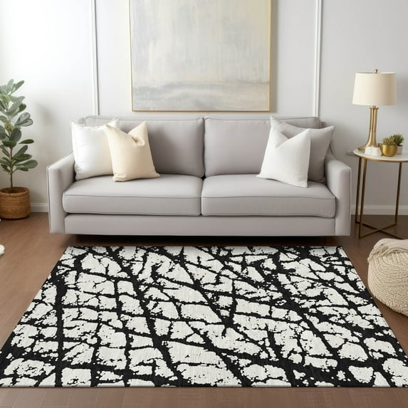 Addison Rugs Chantille Indoor/Outdoor Transitional Abstract Black Washable Rectangle Rug, 10' x 14'