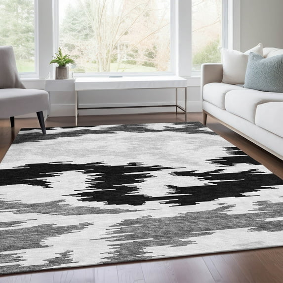 Addison Rugs Chantille Indoor/Outdoor Transitional Abstract Black Washable Rectangle Rug, 10' x 14'