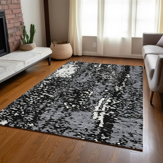 Addison Rugs Chantille Indoor/Outdoor Transitional Abstract Black Washable Rectangle Rug, 2'6" x 3'10"