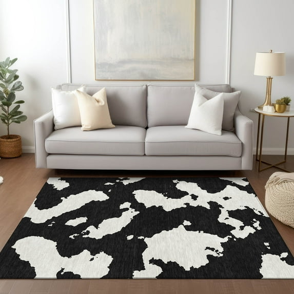 Addison Rugs Chantille Indoor/Outdoor Transitional Abstract Black Washable Rectangle Rug, 8' x 10'