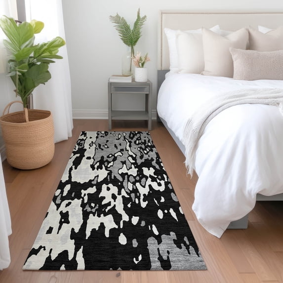 Addison Rugs Chantille Indoor/Outdoor Transitional Abstract Black Washable Runner Rug, 2'3" x 7'6"