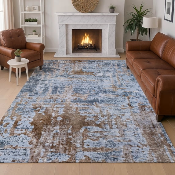 Addison Rugs Chantille Indoor/Outdoor Transitional Abstract Blue Machine Washable Rectangle Rug, 10' x 14'