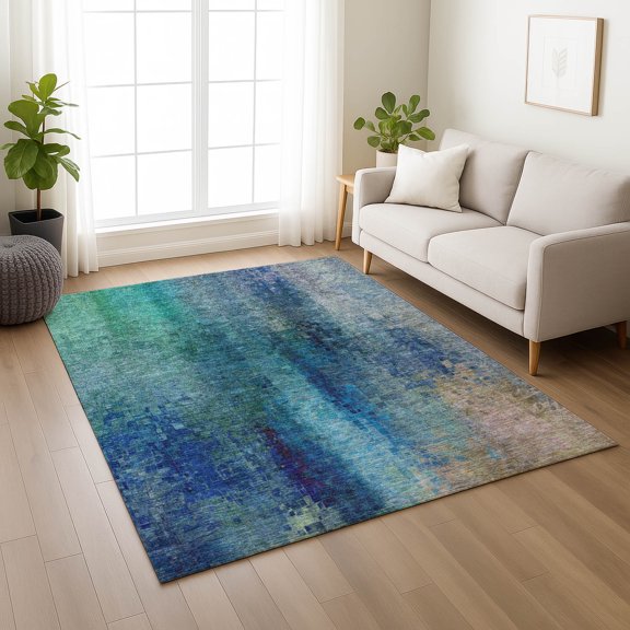 Addison Rugs Chantille Indoor/Outdoor Transitional Abstract Blue Machine Washable Rectangle Rug, 3' x 5'