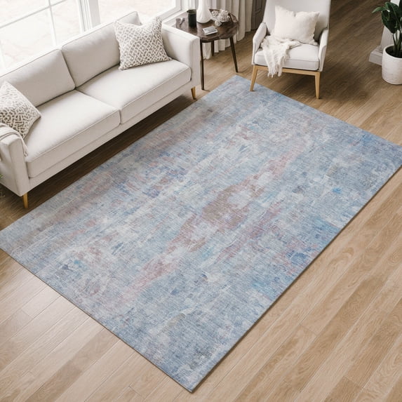 Addison Rugs Chantille Indoor/Outdoor Transitional Abstract Blue Machine Washable Rectangle Rug, 8' x 10'