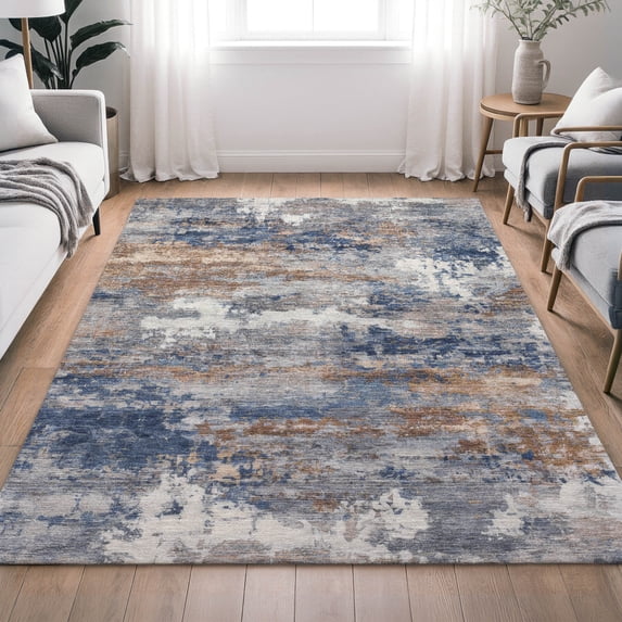 Addison Rugs Chantille Indoor/Outdoor Transitional Abstract Blue Machine Washable Rectangle Rug, 8' x 10'