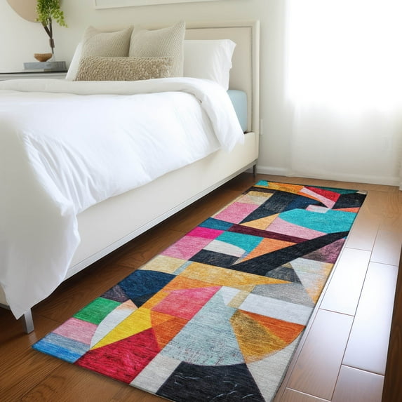 Addison Rugs Chantille Indoor/Outdoor Transitional Abstract Blue Machine Washable Runner Rug, 2'3" x 7'6"