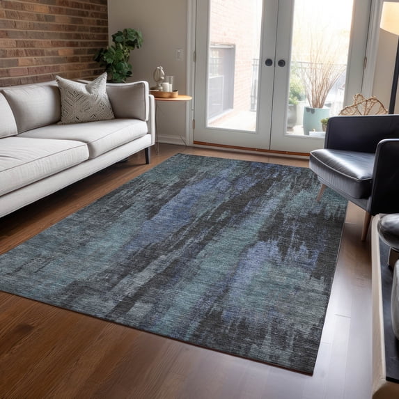 Addison Rugs Chantille Indoor/Outdoor Transitional Abstract Blue Washable Rectangle Rug, 3' x 5'
