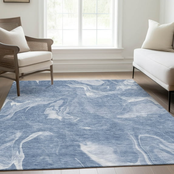 Addison Rugs Chantille Indoor/Outdoor Transitional Abstract Blue Washable Rectangle Rug, 8' x 10'
