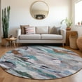 thumbnail image 1 of Addison Rugs Chantille Indoor/Outdoor Transitional Abstract Blue Washable Round Rug, 8' x 8', 1 of 6