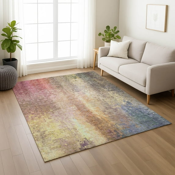 Addison Rugs Chantille Indoor/Outdoor Transitional Abstract Blush Machine Washable Rectangle Rug, 9' x 12'