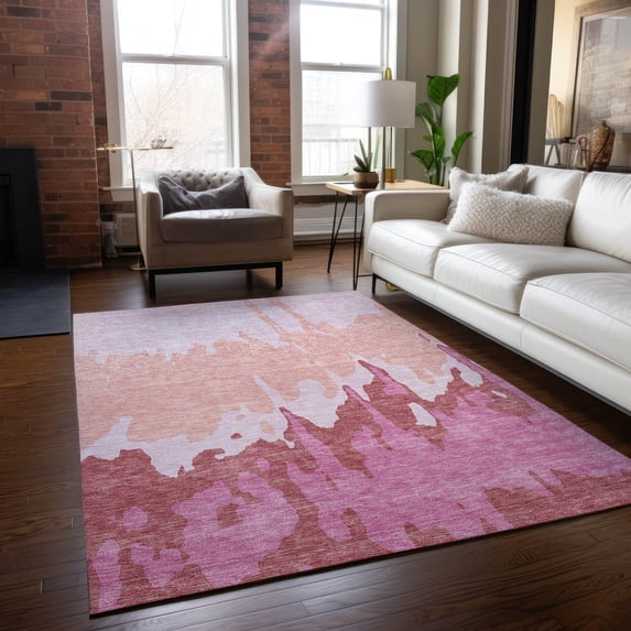 Addison Rugs Chantille Indoor/Outdoor Transitional Abstract Blush Washable Rectangle Rug, 5' x 7'6"