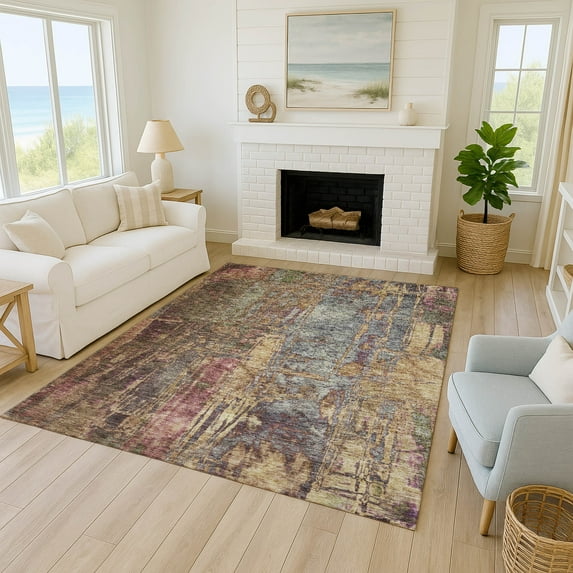 Addison Rugs Chantille Indoor/Outdoor Transitional Abstract Brown Machine Washable Rectangle Rug, 9' x 12'