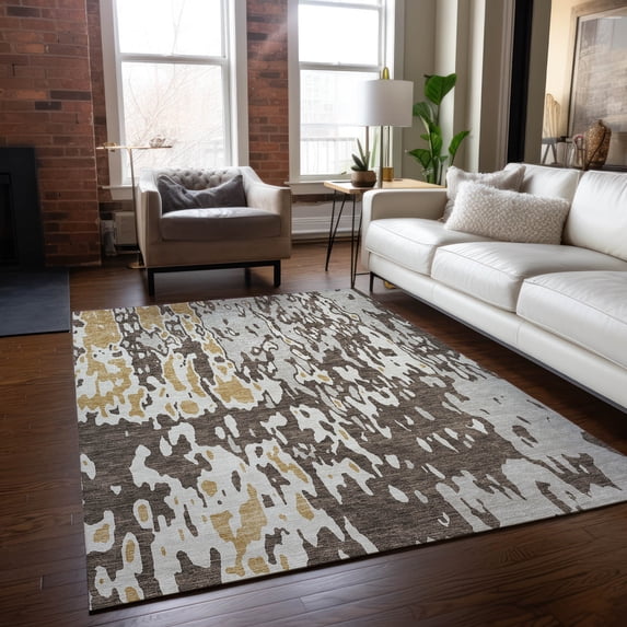 Addison Rugs Chantille Indoor/Outdoor Transitional Abstract Brown Washable Rectangle Rug, 3' x 5'