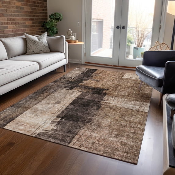 Addison Rugs Chantille Indoor/Outdoor Transitional Abstract Brown Washable Rectangle Rug, 9' x 12'