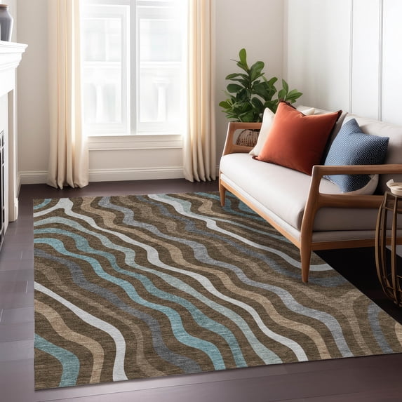 Addison Rugs Chantille Indoor/Outdoor Transitional Abstract Chocolate Machine Washable Rectangle Rug, 3' x 5'