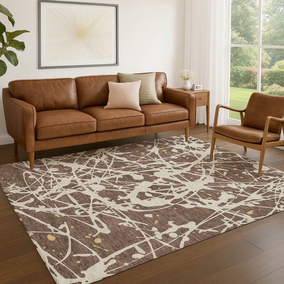 Addison Rugs Chantille Indoor/Outdoor Transitional Abstract Chocolate Machine Washable Rectangle Rug, 8' x 10'