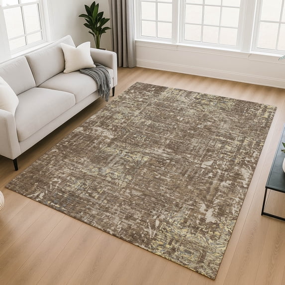 Addison Rugs Chantille Indoor/Outdoor Transitional Abstract Chocolate Machine Washable Rectangle Rug, 8' x 10'