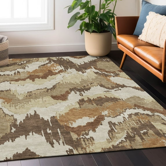 Addison Rugs Chantille Indoor/Outdoor Transitional Abstract Chocolate Washable Rectangle Rug, 8' x 10'