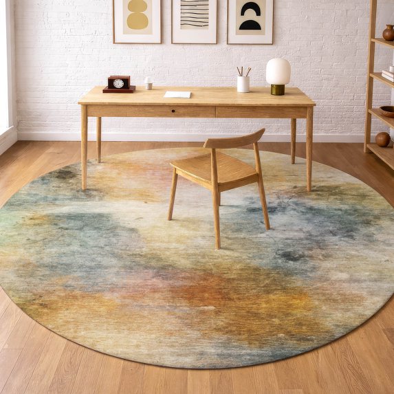 Addison Rugs Chantille Indoor/Outdoor Transitional Abstract Copper Machine Washable Round Rug, 8' x 8'