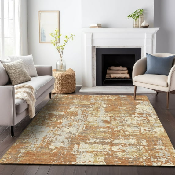 Addison Rugs Chantille Indoor/Outdoor Transitional Abstract Copper Washable Rectangle Rug, 10' x 14'