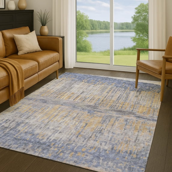 Addison Rugs Chantille Indoor/Outdoor Transitional Abstract Denim Machine Washable Rectangle Rug, 10' x 14'