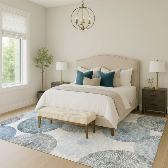 Addison Rugs Chantille Indoor/Outdoor Transitional Abstract Denim Machine Washable Rectangle Rug, 9' x 12'