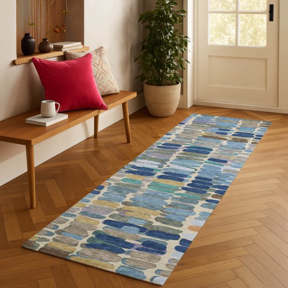 Addison Rugs Chantille Indoor/Outdoor Transitional Abstract Denim Machine Washable Runner Rug, 2'3" x 7'6"