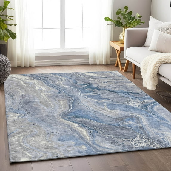 Addison Rugs Chantille Indoor/Outdoor Transitional Abstract Denim Washable Rectangle Rug, 3' x 5'