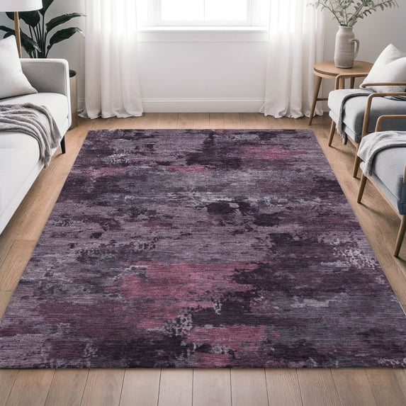 Addison Rugs Chantille Indoor/Outdoor Transitional Abstract Eggplant Machine Washable Rectangle Rug, 8' x 10'