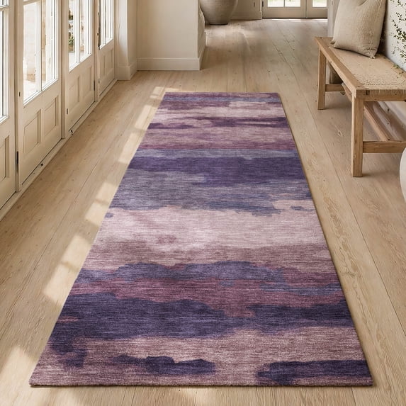 Addison Rugs Chantille Indoor/Outdoor Transitional Abstract Eggplant Machine Washable Runner Rug, 2'3" x 7'6"