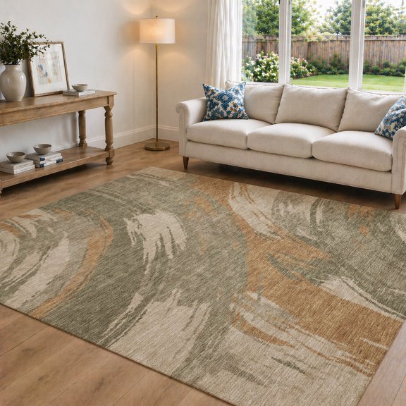 Addison Rugs Chantille Indoor/Outdoor Transitional Abstract Gold Machine Washable Rectangle Rug, 10' x 14'