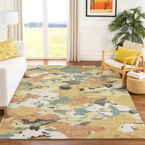 Addison Rugs Chantille Indoor/Outdoor Transitional Abstract Gold Machine Washable Rectangle Rug, 3' x 5'