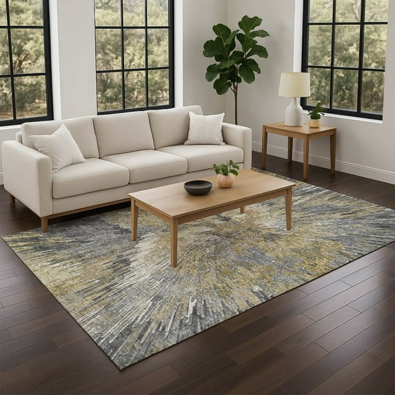 Addison Rugs Chantille Indoor/Outdoor Transitional Abstract Gold Machine Washable Rectangle Rug, 9' x 12'